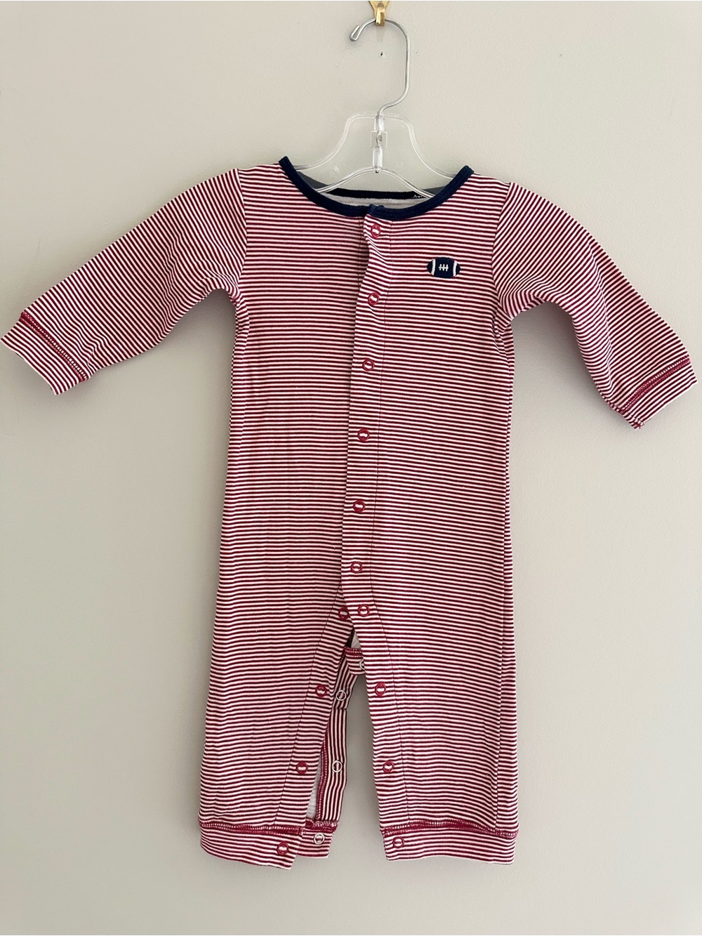Just One You by Carter’s Baby Football Striped Long Sleeve Romper, Size 9M, Red